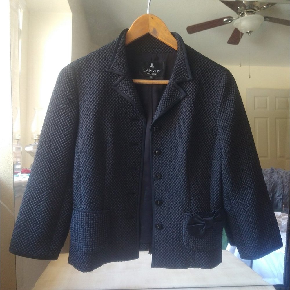SOLD Lanvin Collection Black Cropped Blazer Jacket with Bow | Size 38, US 6, S-M